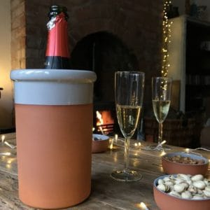 0001588 wine cooler round with pale grey glaze