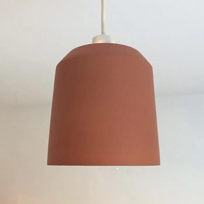 Chamfered pendant light shade terracotta